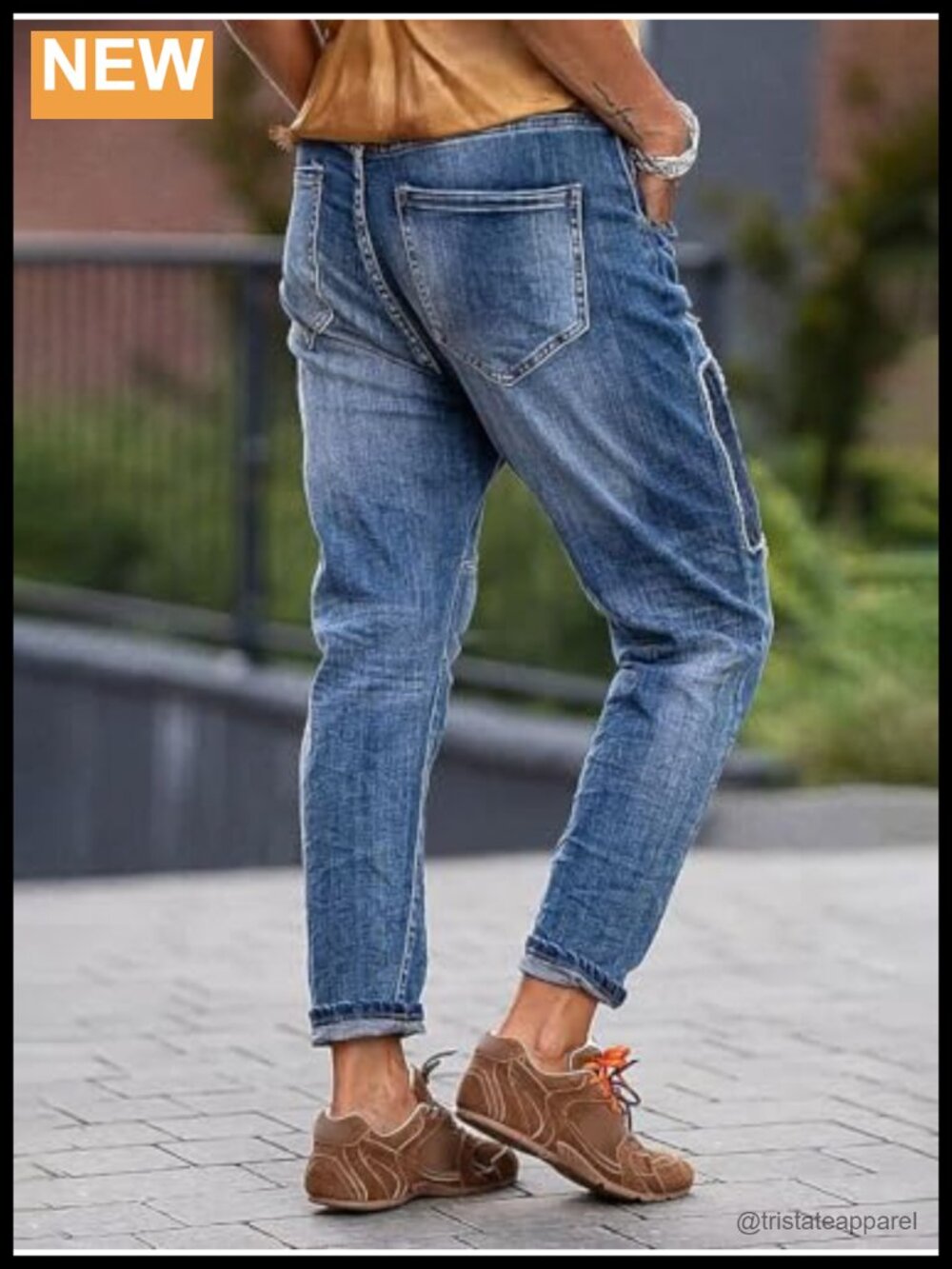 Low Rise Straight Leg Ripped Patchwork Distressed Button Fly Denim Jeans - Picture 3 of 5